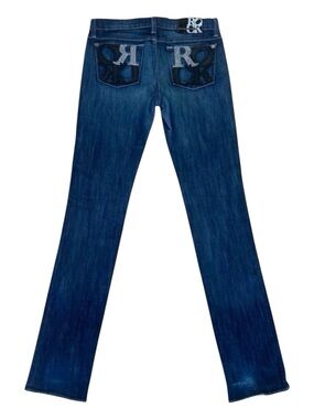 Rock & Republic women jeans straight/slim leg long mid rise soft  distressed 29